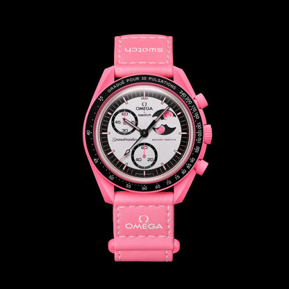 Swatch x Omega Bioceramic Moonswatch Mission To The Pink Moonphase Swatch x Omega Bioceramic Moonswatch Mission To The Pink Moonphase