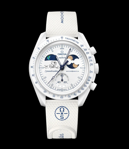 Omega x Swatch Mission to Earthphase - Moonshine Gold - White Blue - SO33W701L