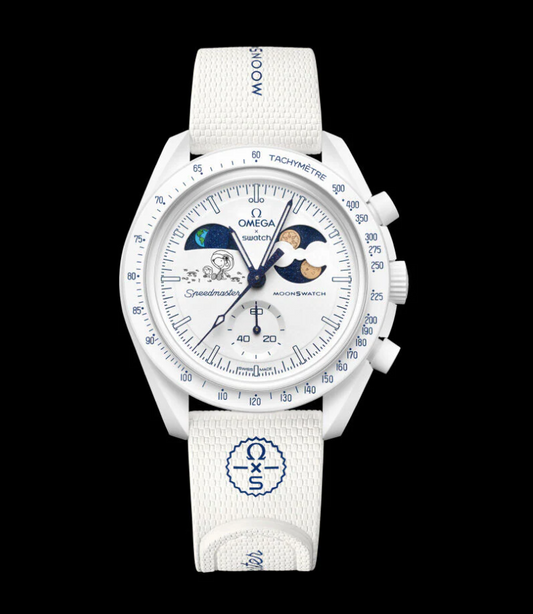 Omega x Swatch Mission to Earthphase - Moonshine Gold - White Blue - SO33W701L